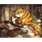 Алмазная картина с забавным котом, Юмористическая картина, лаки для кошек, кожаные туфли 5D, стразы для рукоделия, вышивка крестиком, настенная живопись
