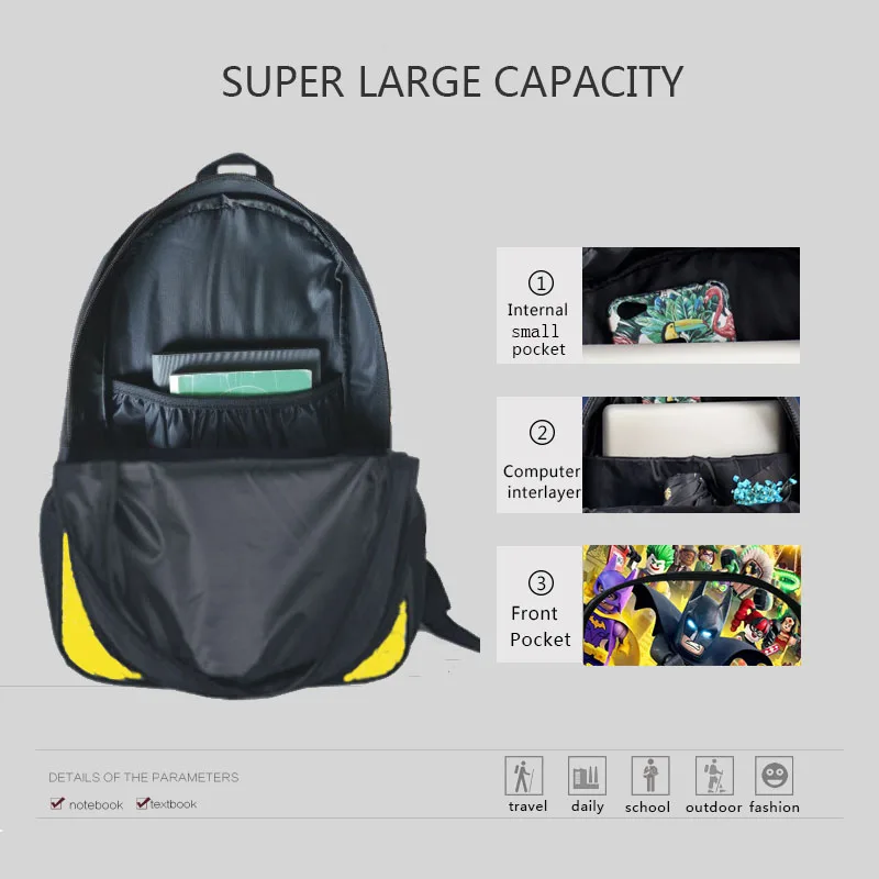 3pcs/Set Backpack NINJA KIDZ backpack Shoulder Bags 3D Print School Bag Mochilas Student Backpack