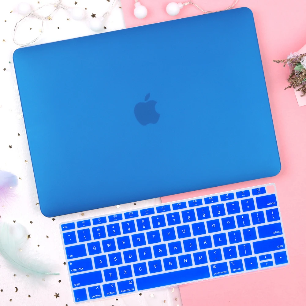 Dark blue Кристально прозрачный жесткий чехол для защиты Macbook Pro 13 15 Pro 16 Touch Bar A1706 A1707 A1990 Air 13 Touch ID A1932 - Цвет: Dark blue