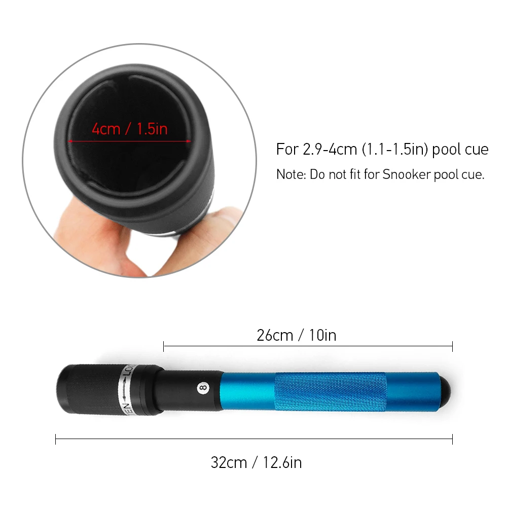 

12.6IN Pool Cue Extension Billiard Extender Rotary Fixation Cue Stick Extension Tool Billiards Snooker Accessories