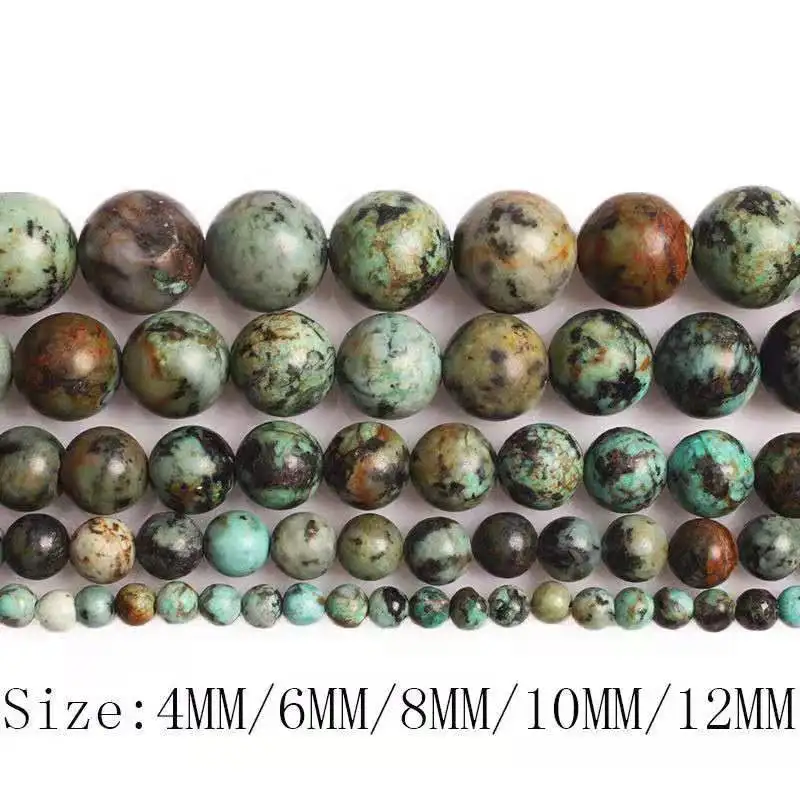 

Natural Stone African Turquoises Smooth Round Beads 4 6 8 10 12MM Women Fashion Necklace Charms Wholesale for Jewelry