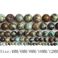 natural stone african turquoises smooth round beads 4 6 8 10 12mm women fashion necklace charms wholesale for jewelry