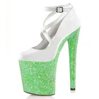 Туфли-лодочки на высоком каблуке 20 см; Блестящая женская пикантная Фетиш-обувь для вечевечерние и стриптиза; Обувь для ночного клуба