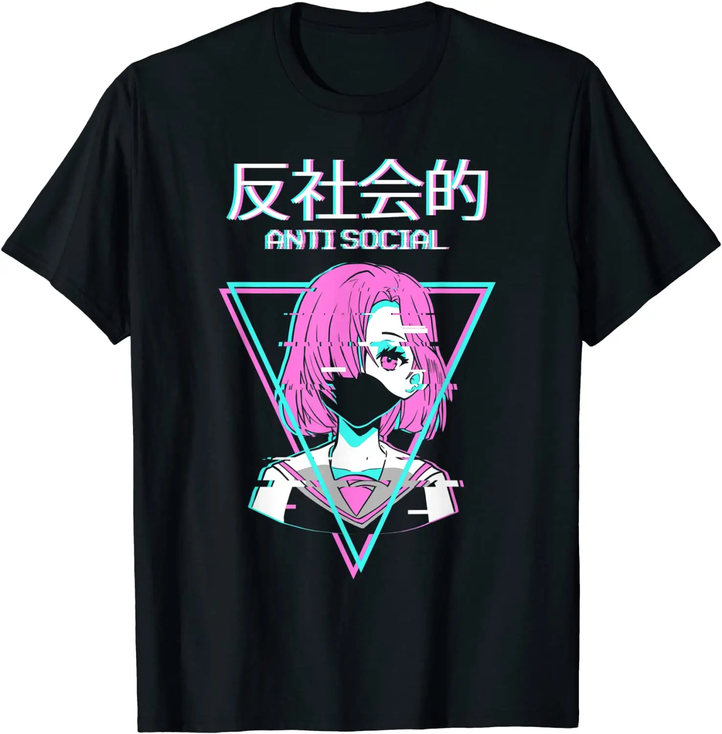 

Antisocial Vaporwave Anime Girl Japanese Indie Alt Aesthetic T-Shirt For Men Women Otaku Unisex T-shirt