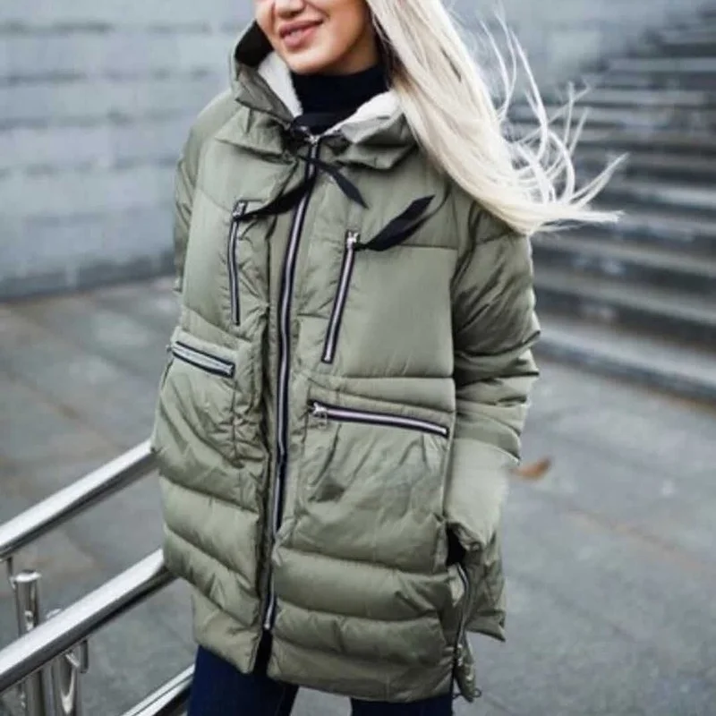 Winter Jacket Women 100% Down Cotton Padded Padded Jacket Loose and Thick Ladies Casual Winter Coat
