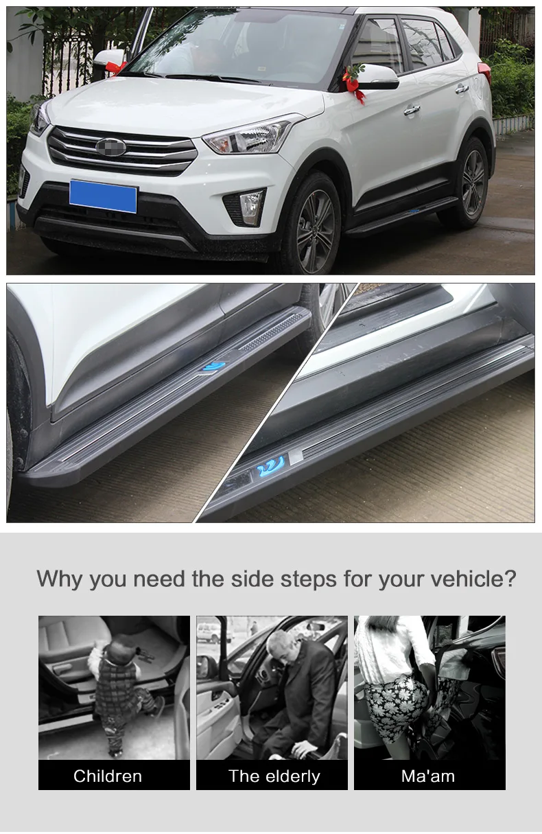 Боковой шаг Беговая доска боковой бар для HYUNDAI IX35 к IX25 SANTAFE TUCSON GRAND SANTAFE, высокое качество, сверхмощный