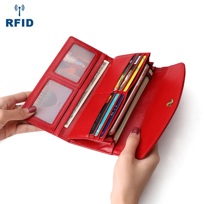

Wallet Women Genuine Leather Female Fashion Wallets Coin Purse Long ID Card Purses Cell Phone Coin Pocket Money Bag Portomonee