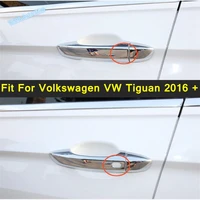 chrome side door handle cover trim carbon fiber look fit for volkswagen vw tiguan 2016 2022 abs exterior refit kit accessories