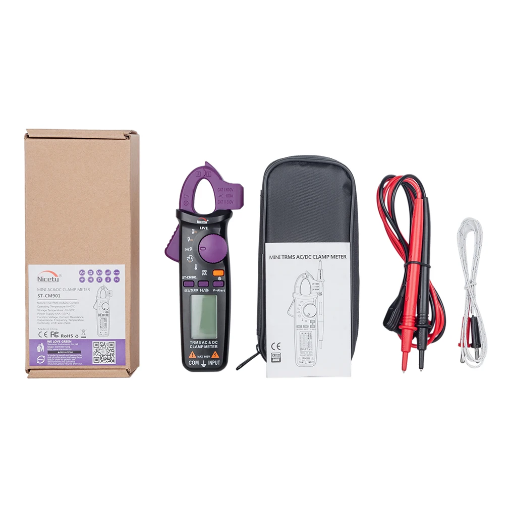 Nicetymeter ST CM901 6000 отсчетов цифровой AC DC Клещи Измерьте емкость сопротивления