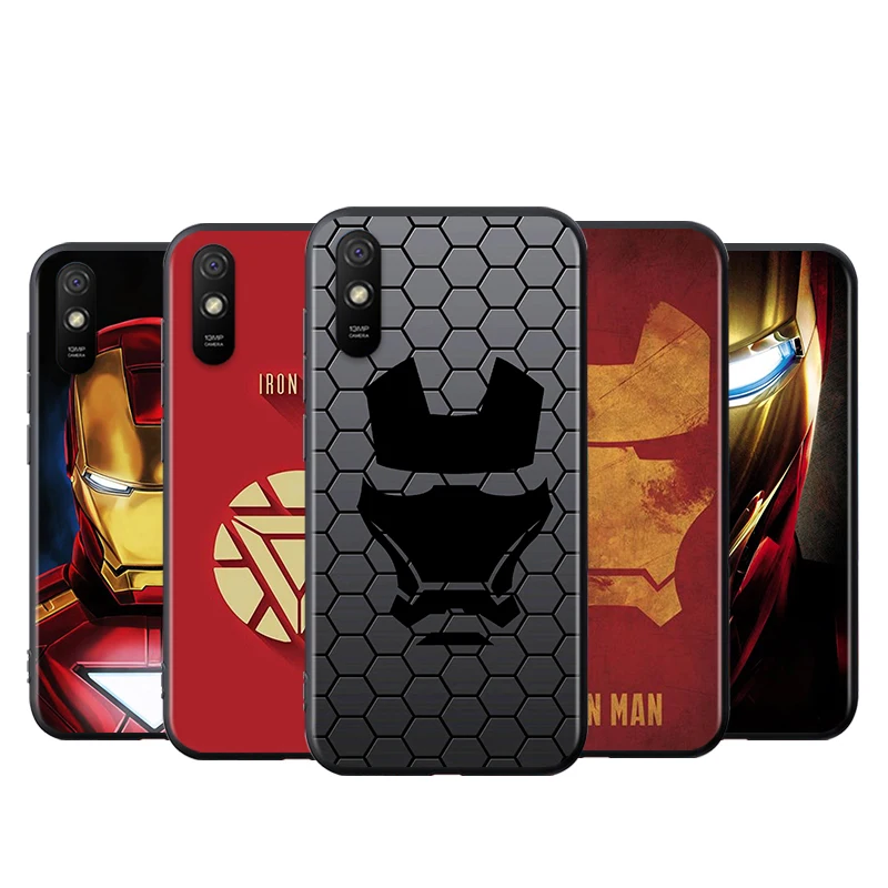 

For Xiaomi Redmi K40 Gaming K30i K30T K30S K30 Ultra K20 10X Pro 5G Black Phone Case Avengers Iron Man Silicone Cover