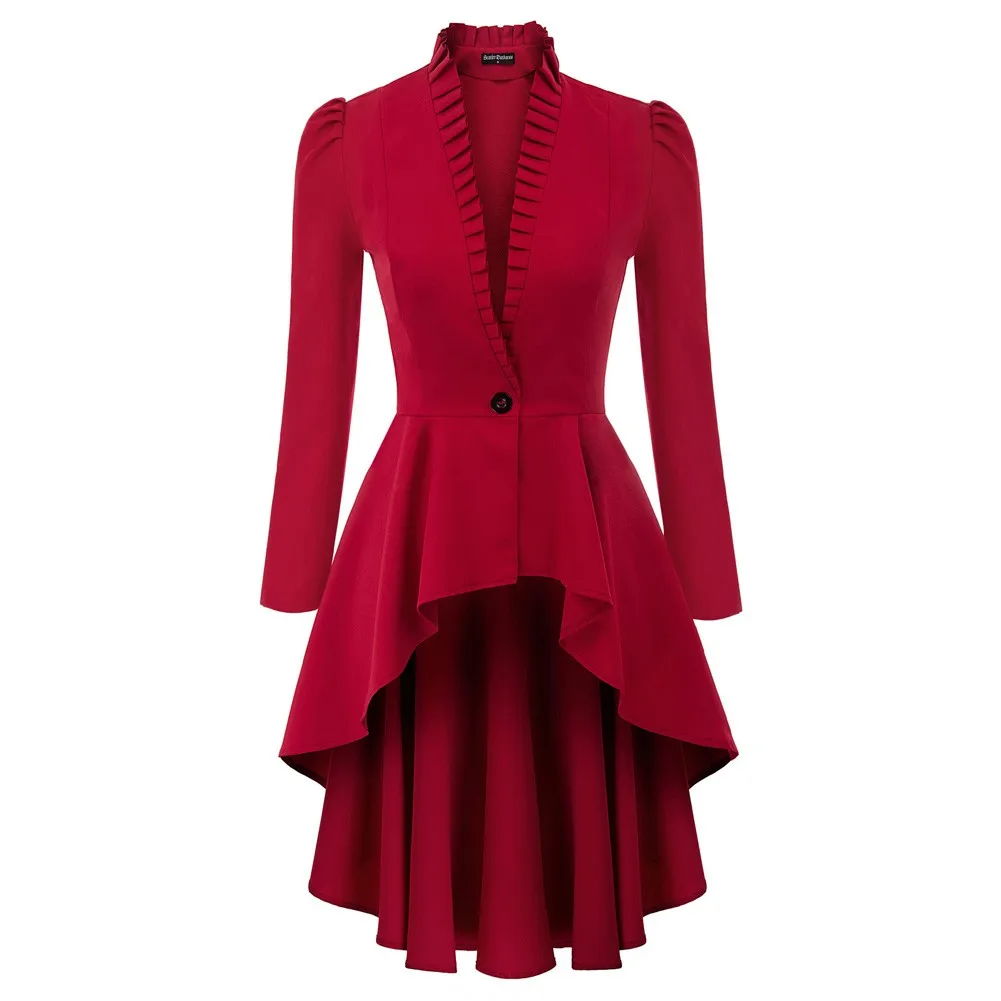 Пальто женское с высоким подолом однотонная плиссированная Клубная одежда в