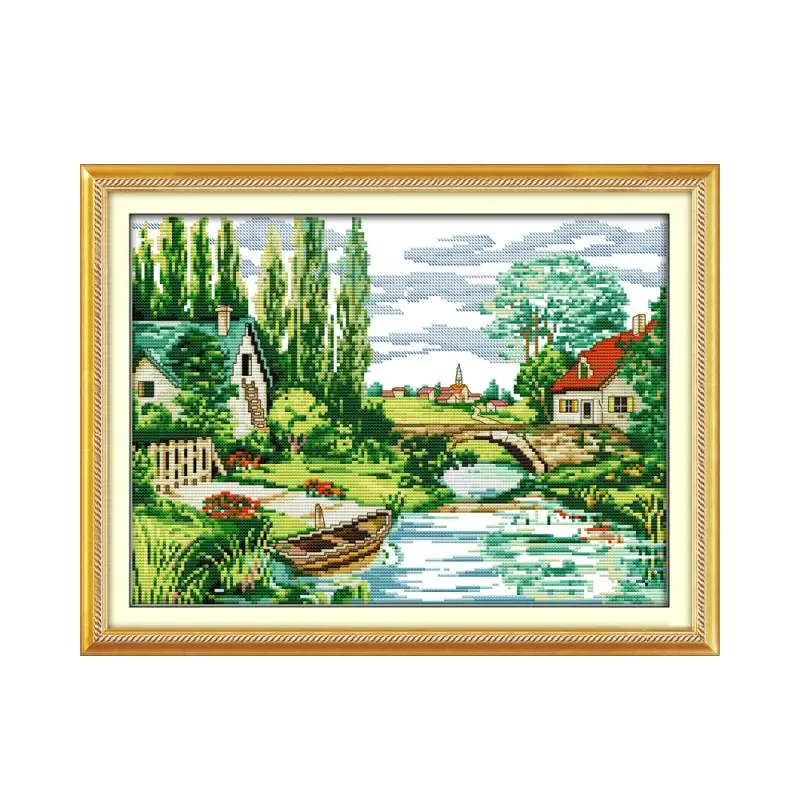 

Country view cross stitch kit 18ct 14ct 11ct count printed canvas stitching embroidery DIY handmade needlework