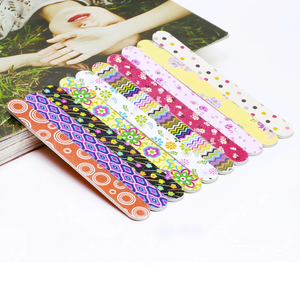 

10pcs/lot Nail File 100/180 DIY Buffer Block Sanding Flower Image Straight Shape Durable Sandpaper Acrylic Manicure Tools WS#22