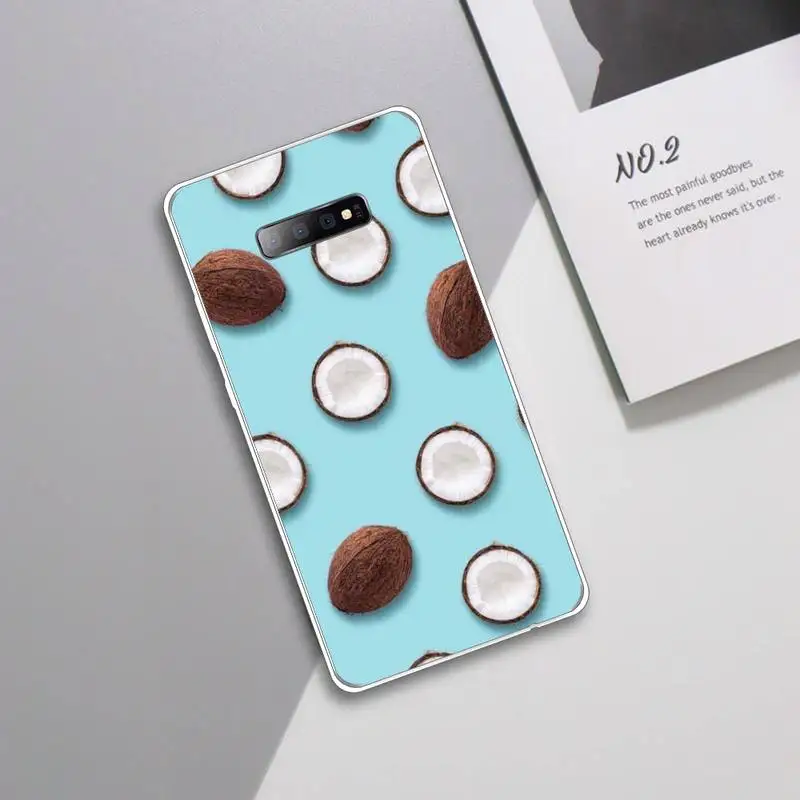 

Summer beach fruit coconut Phone Case Transparent For Samsung Galaxy A 71 21s S note 8 9 10 plus 20 ultra