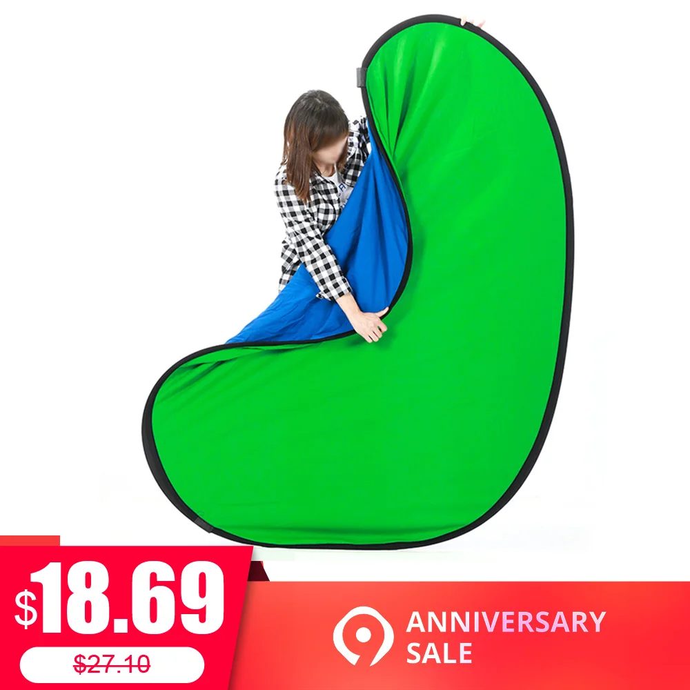 100x150 см овальные складные диски для Портативный отражатель голубого и зеленого