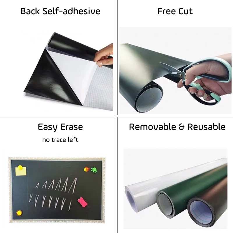 45x100cm Chalkboard Wall Stickers for Kids Room Play Erasable Black Board Decals Self-adhesive removable PET |