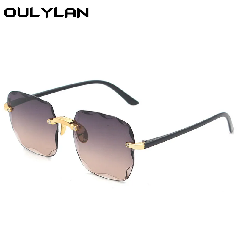 

Oulylan Square Frameless Sunglasses Women Luxury Brand Designer Rimless Sun Glasses Ladies Gradient Pink Eyewear Shades UV400