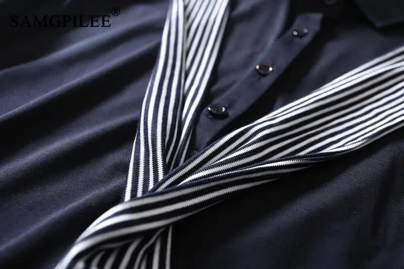 Летняя одежда для женщин 2020 повседневное асимметричное Полосатое платье-поло в