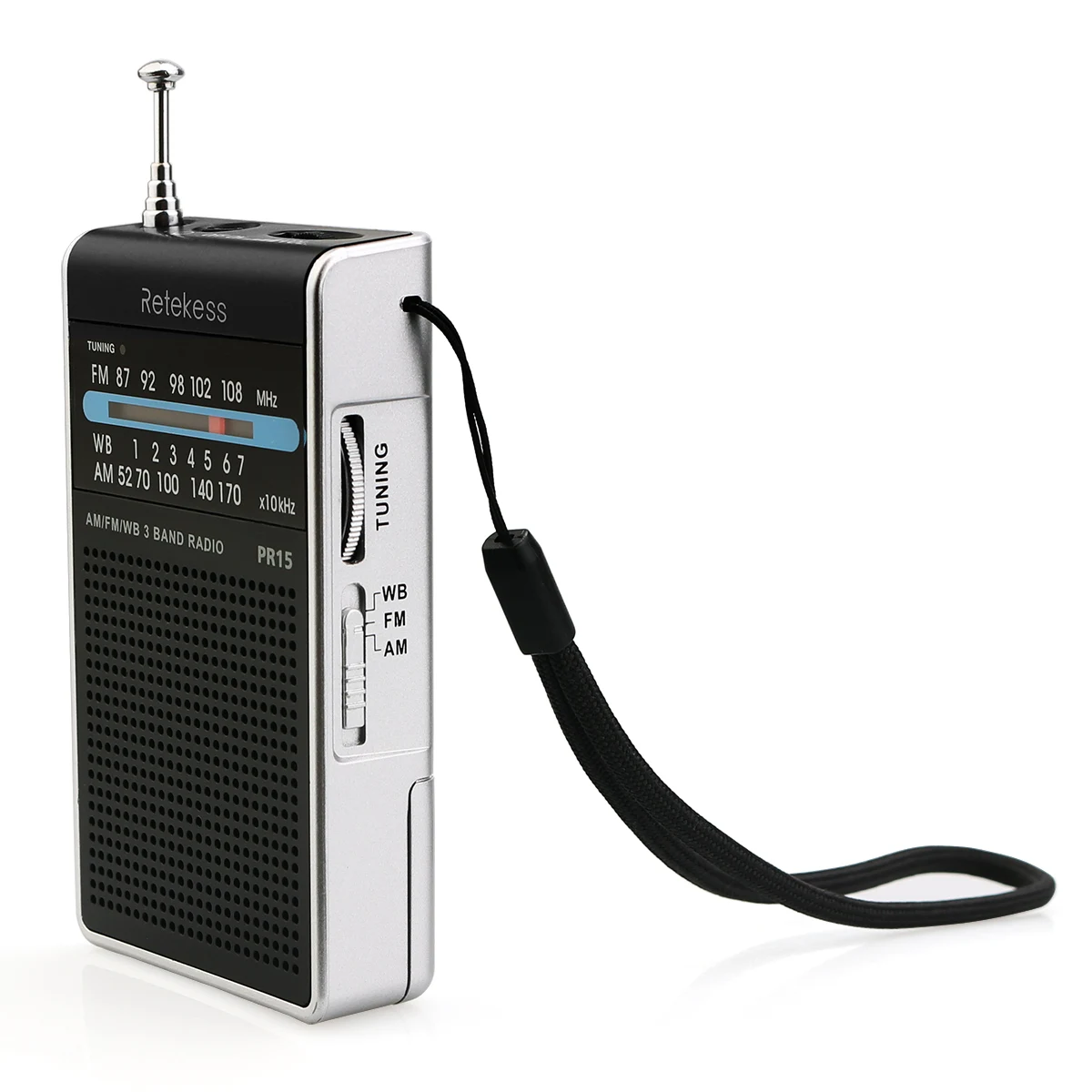 Радиоприемник Retekess PR15 F9214A FM/Am/NOAA серебристо-черный | Электроника