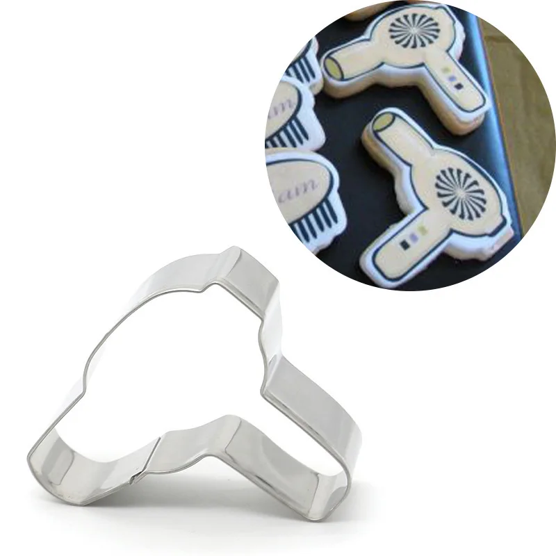 

3d Hair Dryer Cookie Cutter Stainless Steel Biscuit Knife Baking Fruit Cut Kitchen Tools Embossing Printing