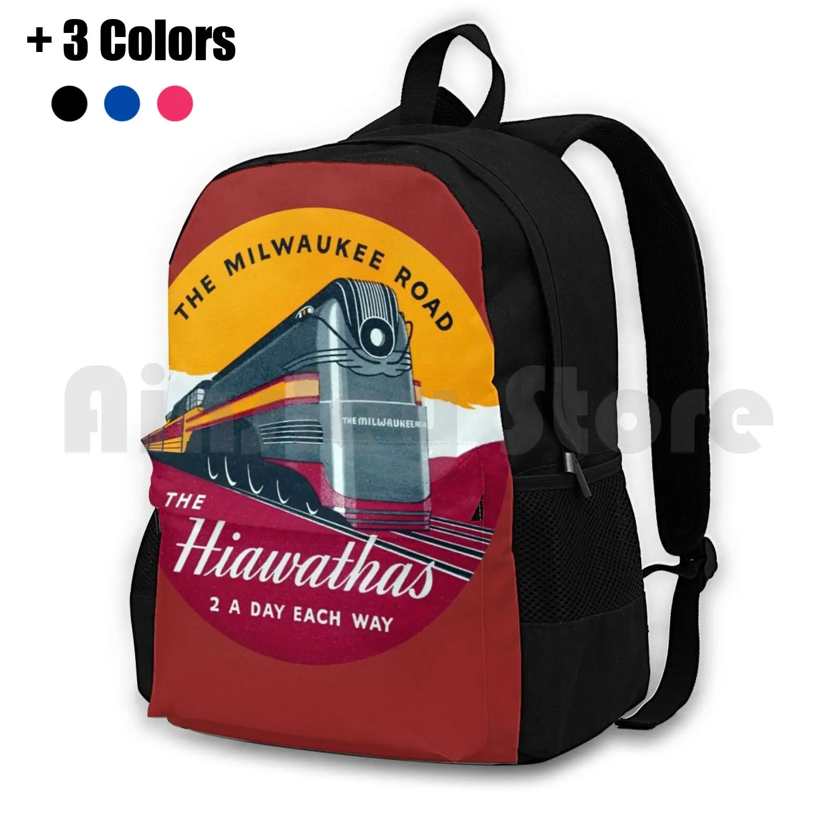 

1939 Hiawatha Passenger Train Fleet Outdoor Hiking Backpack Waterproof Camping Travel Railroad Train Vintage Railroad Train