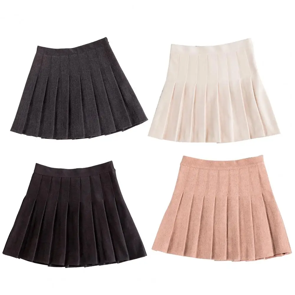 

Pleated Skirt High Waist Korean Style Solid Color Girls Sexy Skirt A-line Skirt for Women