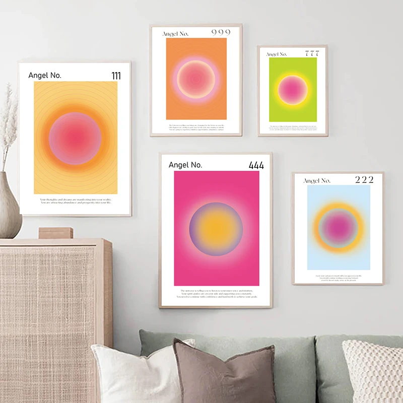Настенная картина с ангелом постер градиентом силы ауры галерея искусство на