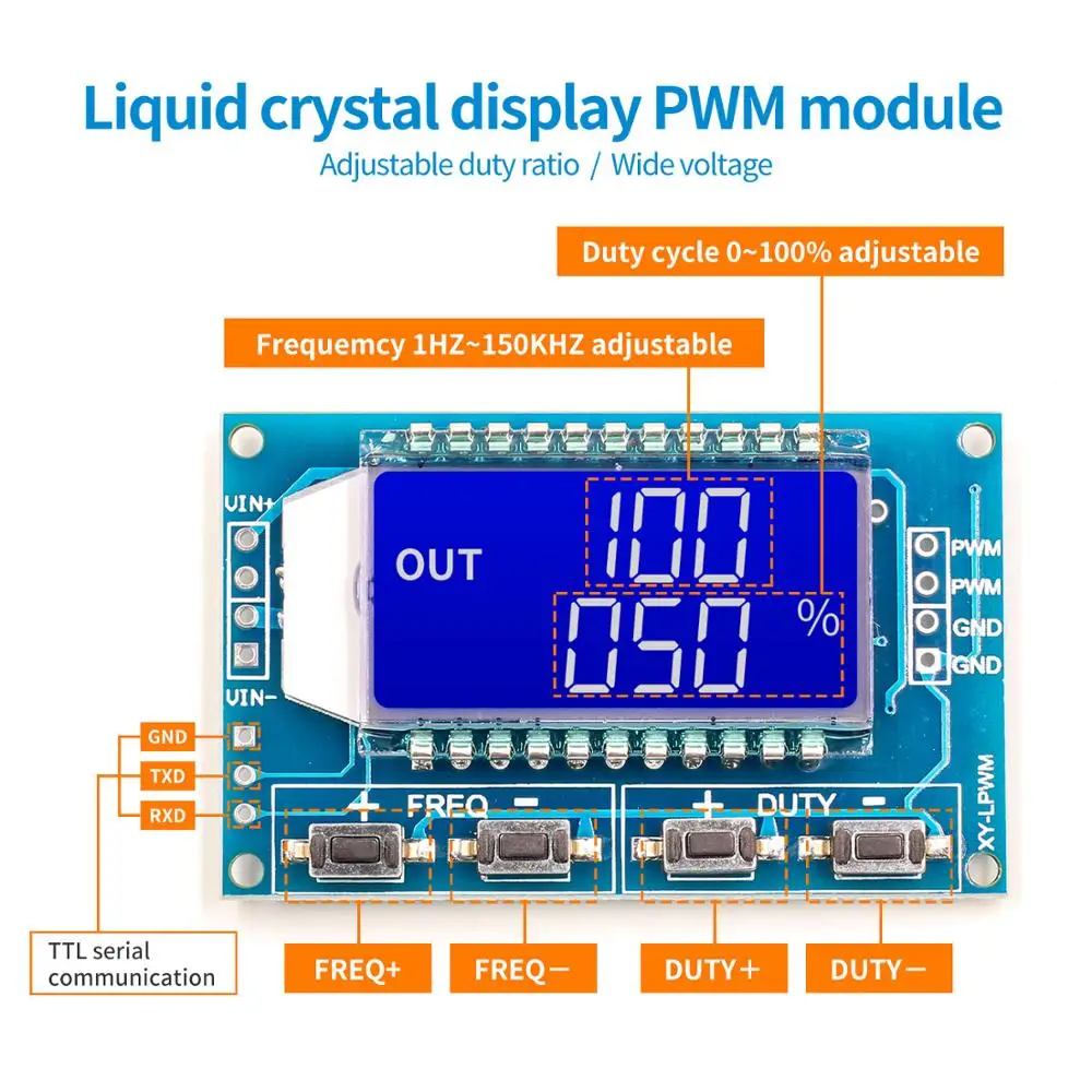 Генератор сигналов PWM частота импульсов рабочий цикл регулируемый модуль ЖК-дисплей Дисплей 1Hz-150Khz 3,3 V-30 V PWM плата Модуль гибкий кабель