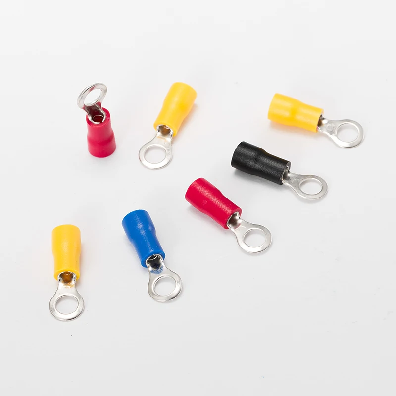 

50pcs RV1.25-3 RV2-3 RV2-4 RV3.5-4 RV5.5-4 Wire Terminal Crimp Splice PVC Insulation Circular Round Cold Press Cable End Connect