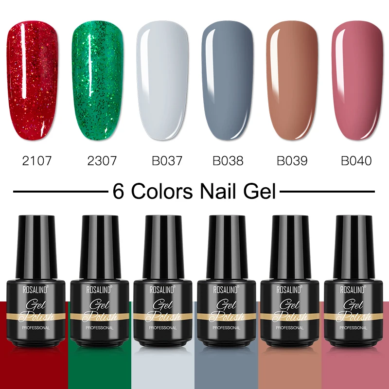 Розалинд 4/6 шт. лак гель для ногтей набор Био-Гели Soak Off гибридные Лаки база верх