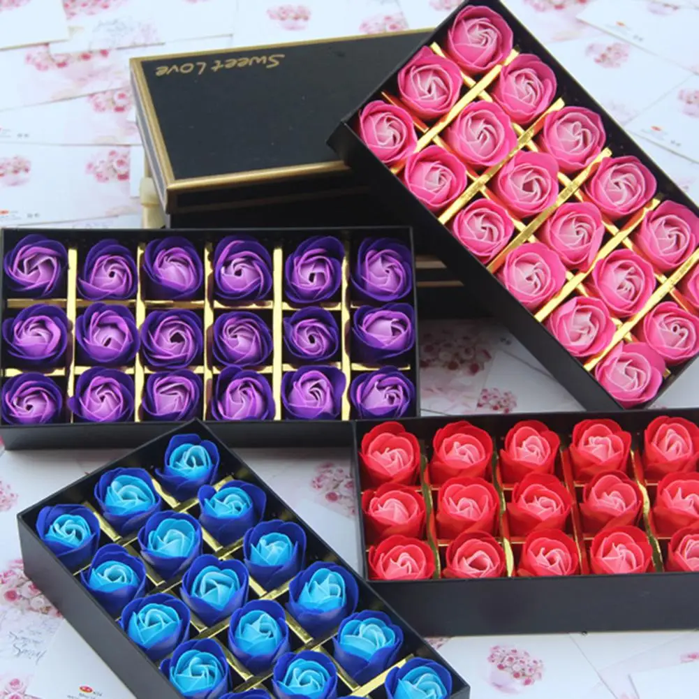 New 18Pcs Rose Soap Flower Gift Box Case Anniversary Valentines Day Birthday Present