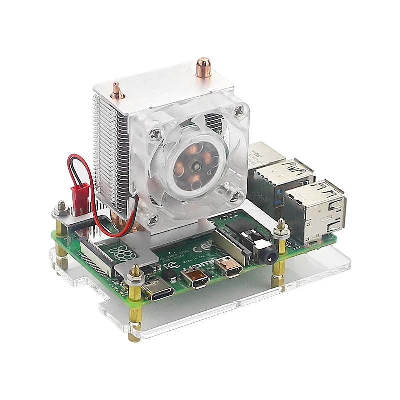 1 Layer Case and Fan Raspberry Pi 4 Ice Tower охлаждающий вентилятор Супер рассеивание тепла 7 цветов светильник+ акриловый чехол для Raspberry Pi 4B - Цвет: 1 Layer Case and Fan