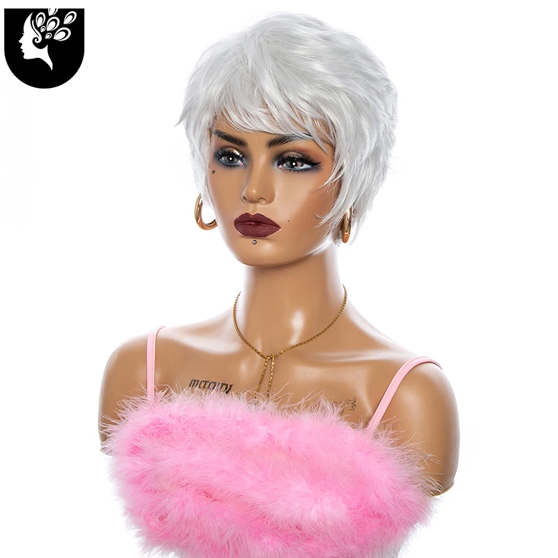 Короткие синтетические парики стрижка Пикси прямые волосы для белых женщин