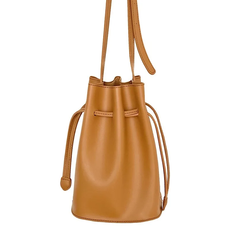 

New 2020 bag handbags large capacity fashion simple bucket bag PU drawstring soft side diagonal shoulder bag lipstick bag