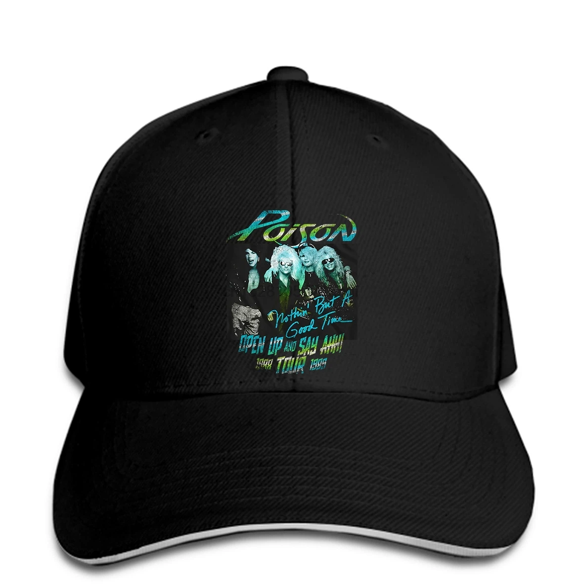 

Baseball cap Poison Open Up & Say Ahh Album Tour 1988 Men's Print hat Rock Band Art Music Merch