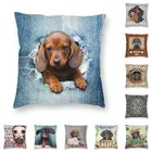 Наволочка для дивана, автомобиля, из полиэстера, с изображением таксы, квадратной формы