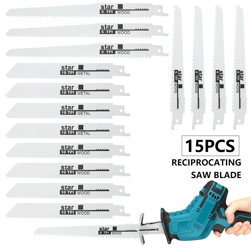 

15pcs Reciprocating Saw Blades Bi-Metal Saber Saw Handsaw Multifunctional Saw Blade For Cutting Wood Metal For Makita Bosch
