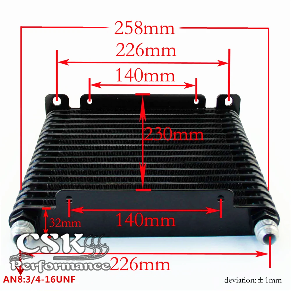 8-дюймовый 32 мм алюминиевый 17-рядный двигатель/гоночный масляный радиатор