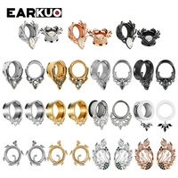 earkuo latest stainless steel ear piercing plugs tunnels stretchers expanders fashion body jewelry earrings gauges 2pcs 6 25mm