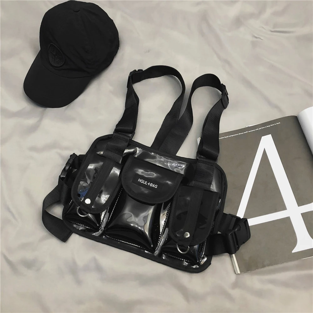 

Unisex Multi-function Chest Bag PVC Vest Waist Pack Travelling Bags Leisure Daily Boys Girls Streetwear Shoulder Backpack