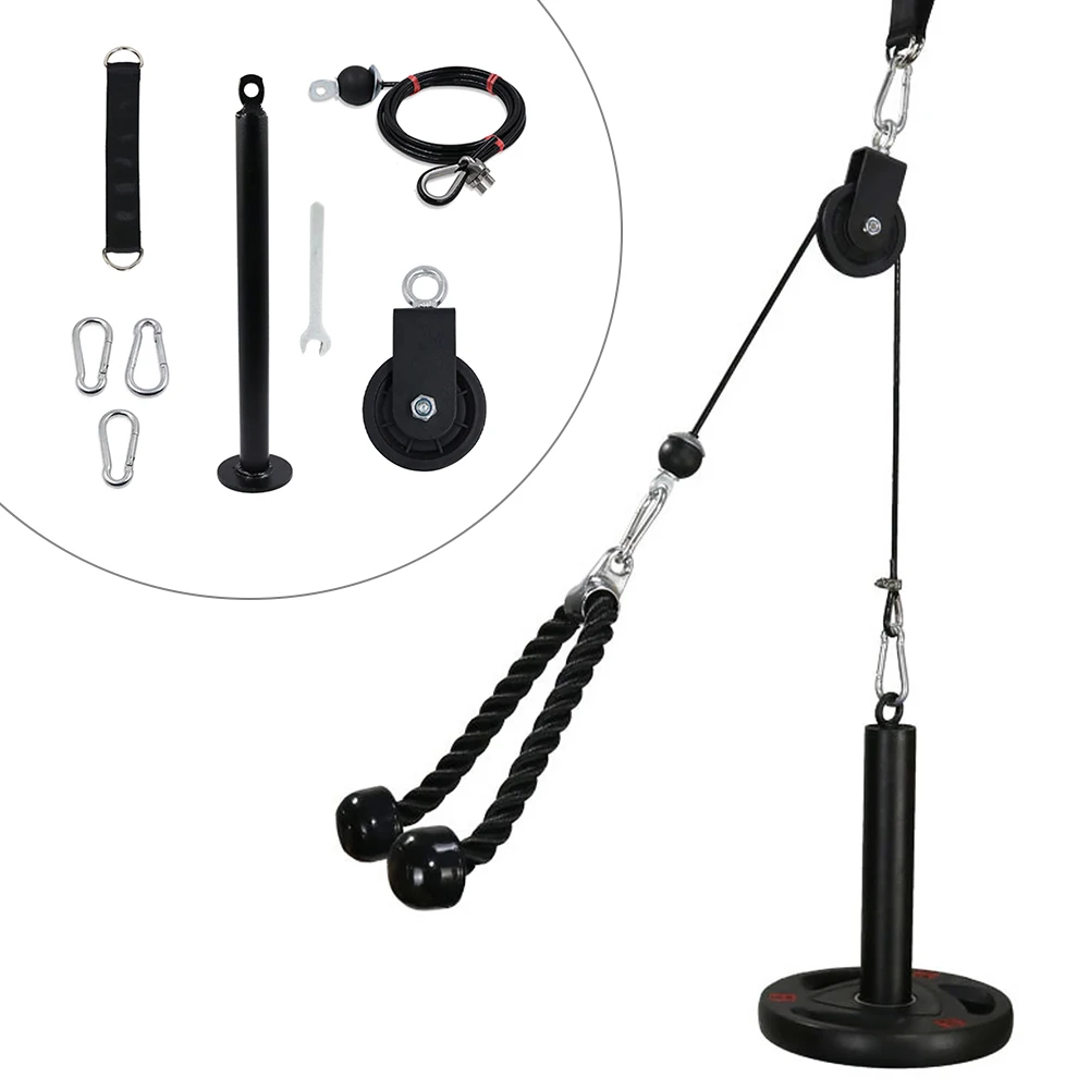 

Pulley Cable System Tricep Easy Install Pull Down Machine Set Exercise With Rope Workout Home Gym Biceps Fitness Attachment