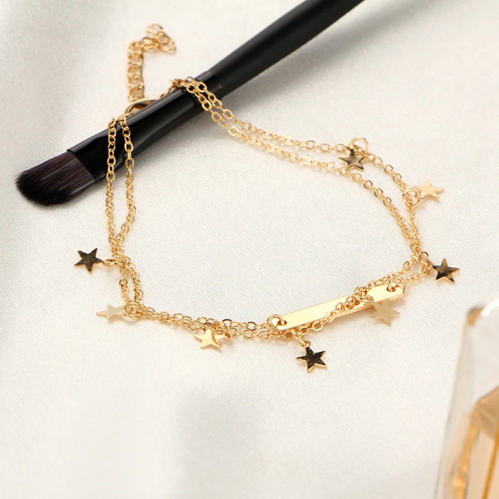 

Vintage Boho Gold Tiny Star Boho Anklets for Women Multi-layer Star Chain Braided Rope Chain Charm Foot Bracelet Anklet Jewelry