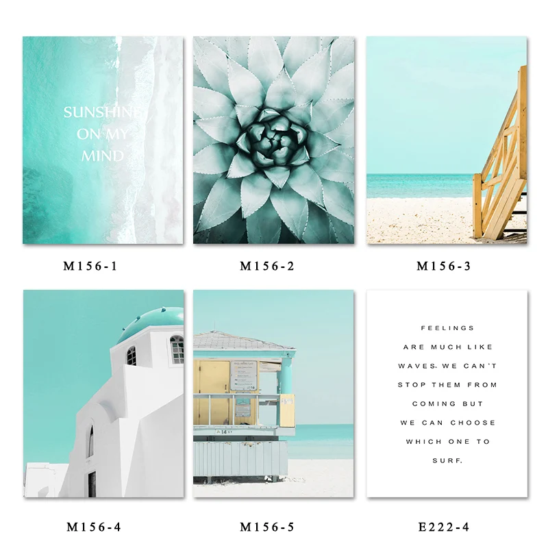 

Nordic Nature Ocean Landscape Canvas Painting Poster Seaside Tropical Fleshiness Plant Wall Art Picture Modern Home Decor