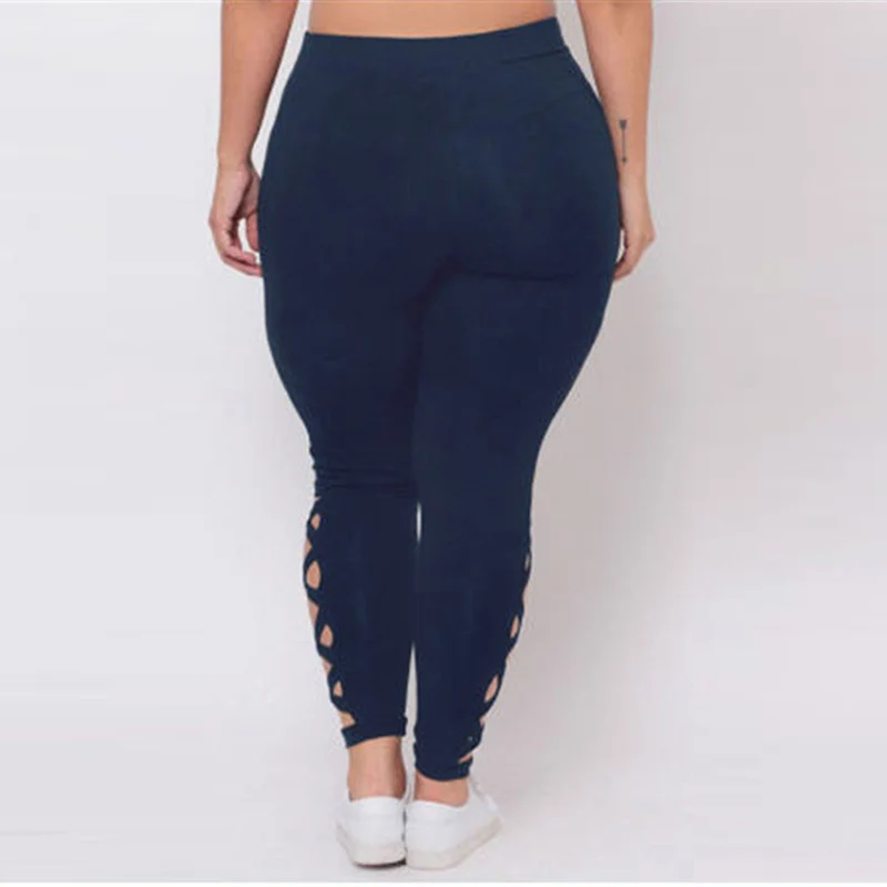 

High Quality 2019 Fashion Casual Women Side Lace up Pencil Pants Sexy Cross Bandage Trousers Plus Size L-3XL