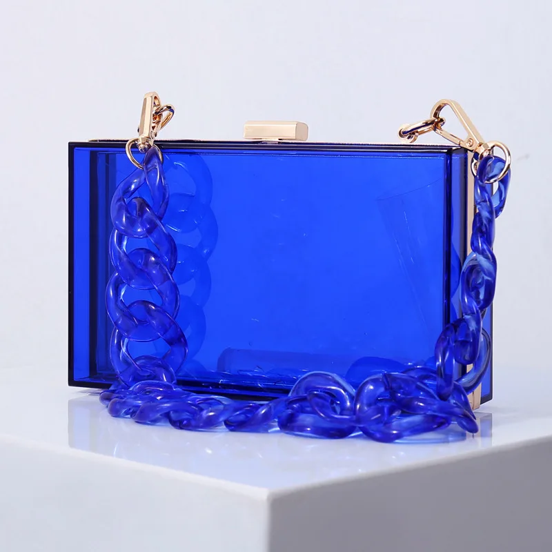 Прозрачная акриловая сумка для женщин, маленькая квадратная вечерняя дамская сумочка через плечо с акриловой цепочкой, 2020 от AliExpress WW