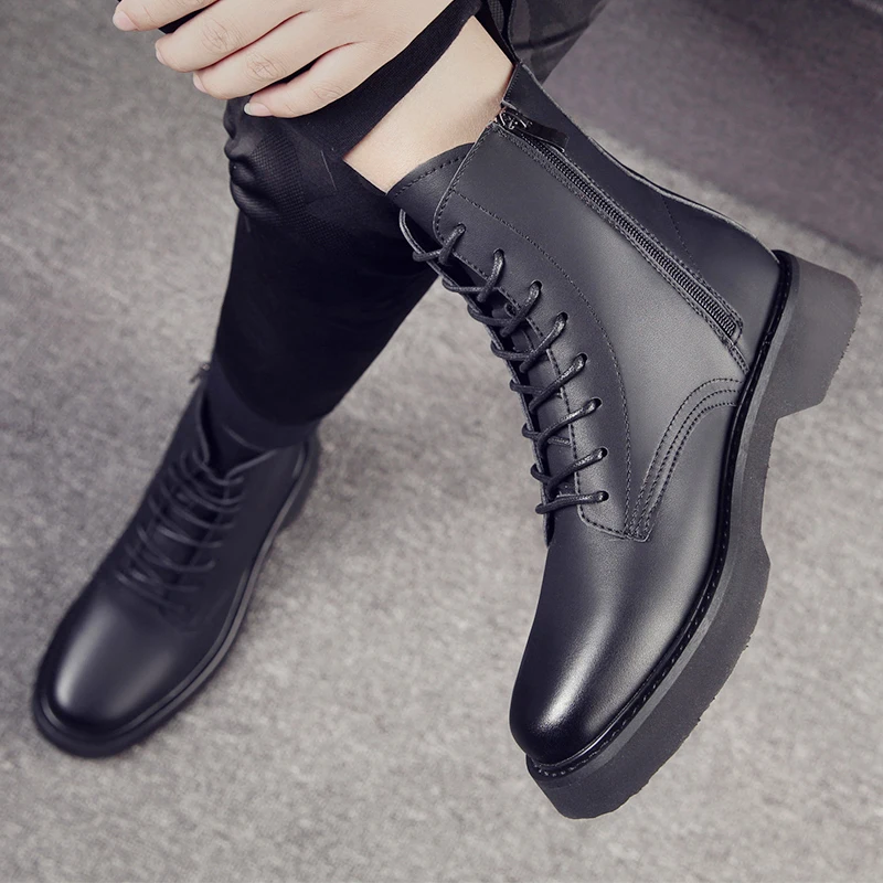 Misalwa/винтажные мужские модные ботинки с круглым носком Черные классические