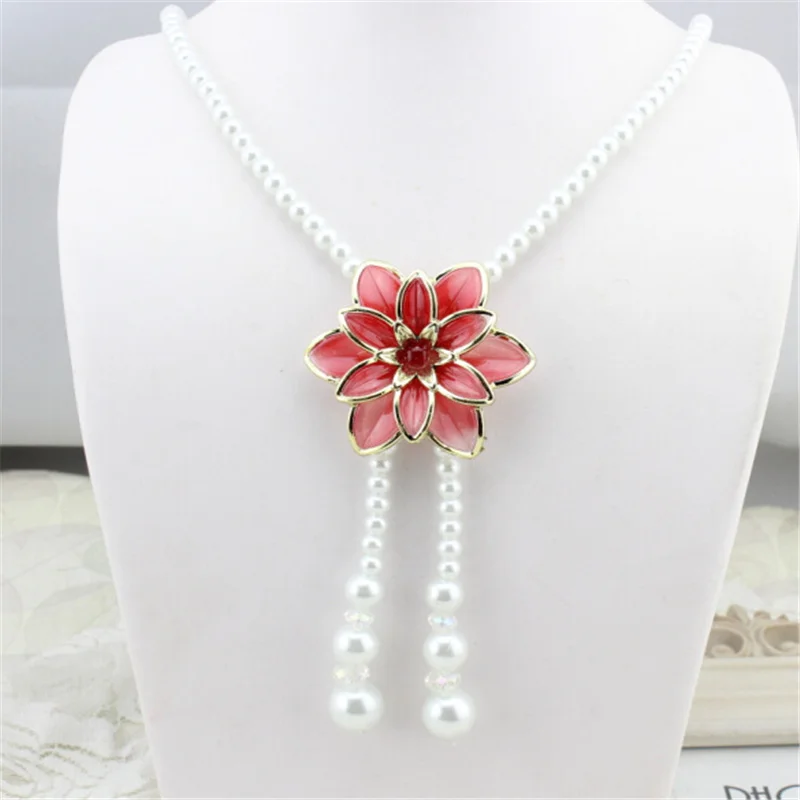 

Bohemian Gorgeous Pearl Beaded Necklace for Women Sexy Beige Flowers Feminino Pearl Orange Red Purple Necklace Mujer Jewelry