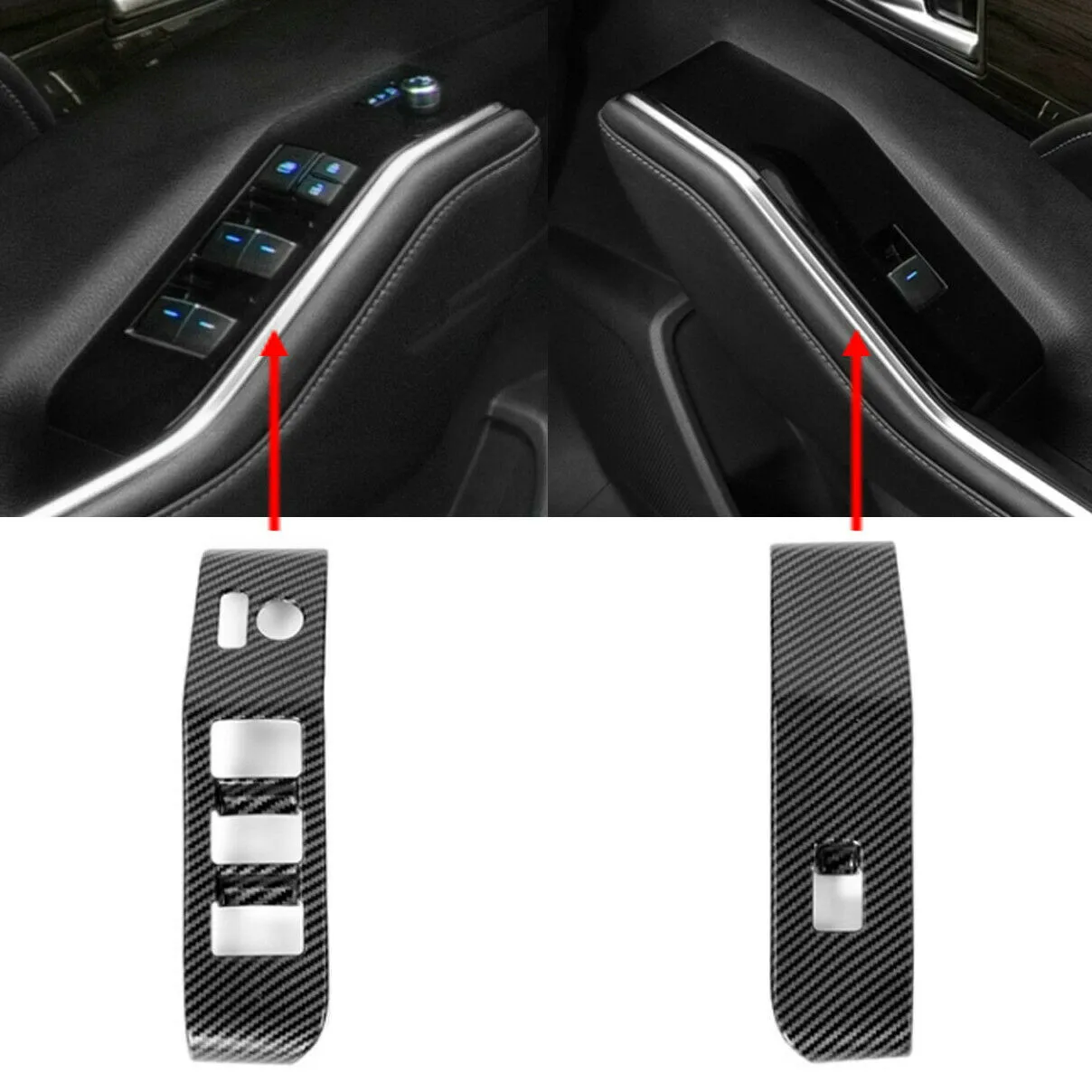 

Pillar A Air Door Bowl Lift Button Panel Cover Trim For Toyota Highlander 2021-22 Carbon Fiber Look ABS Door Lift Panel Cover