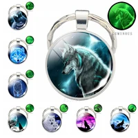 glow in the dark wolf keychain luminous wolf head key chains howling wolf keyring wolf jewelry gifts for him for boyfriend