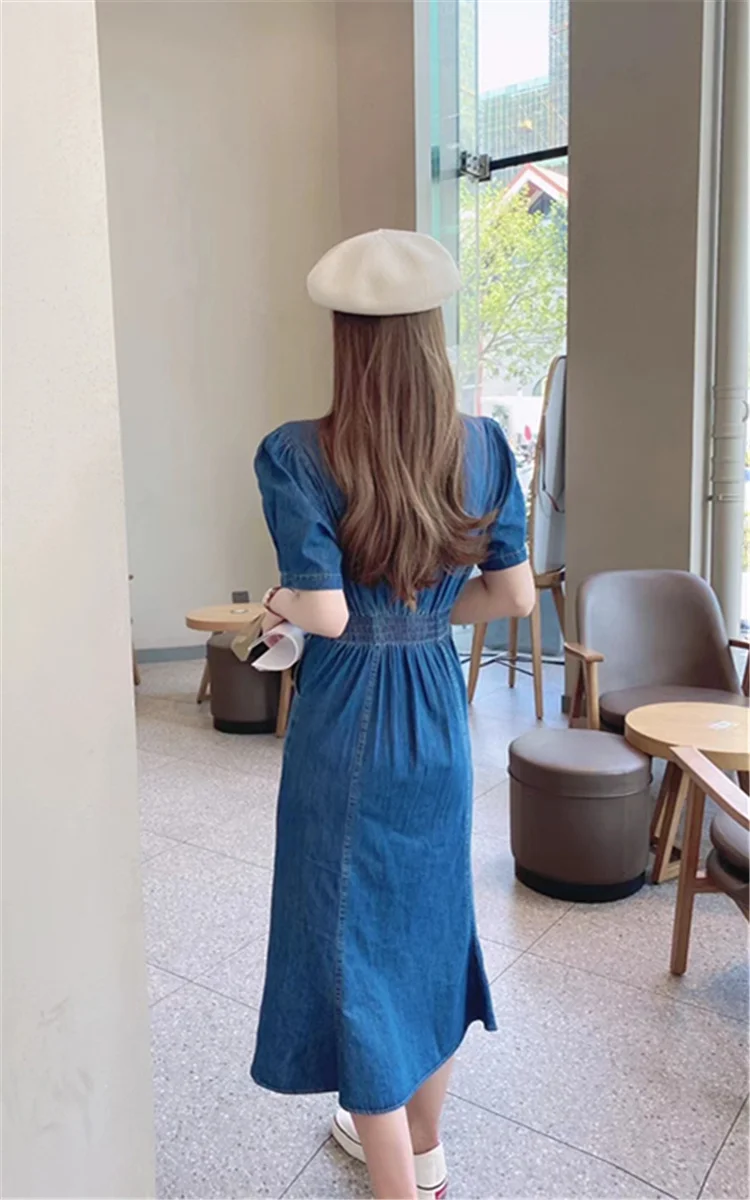 

2021summer New Design Sense Niche Normcore Bag Denim Dress-189